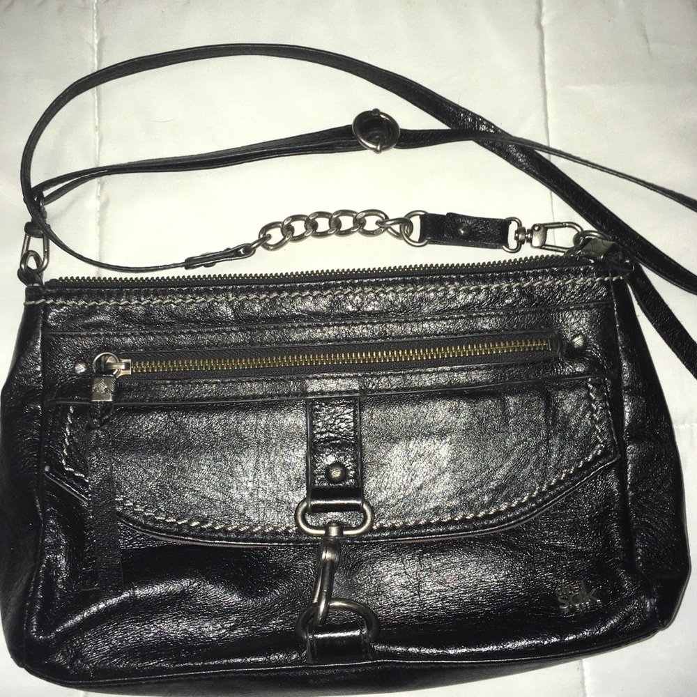 Black onyx leather purse